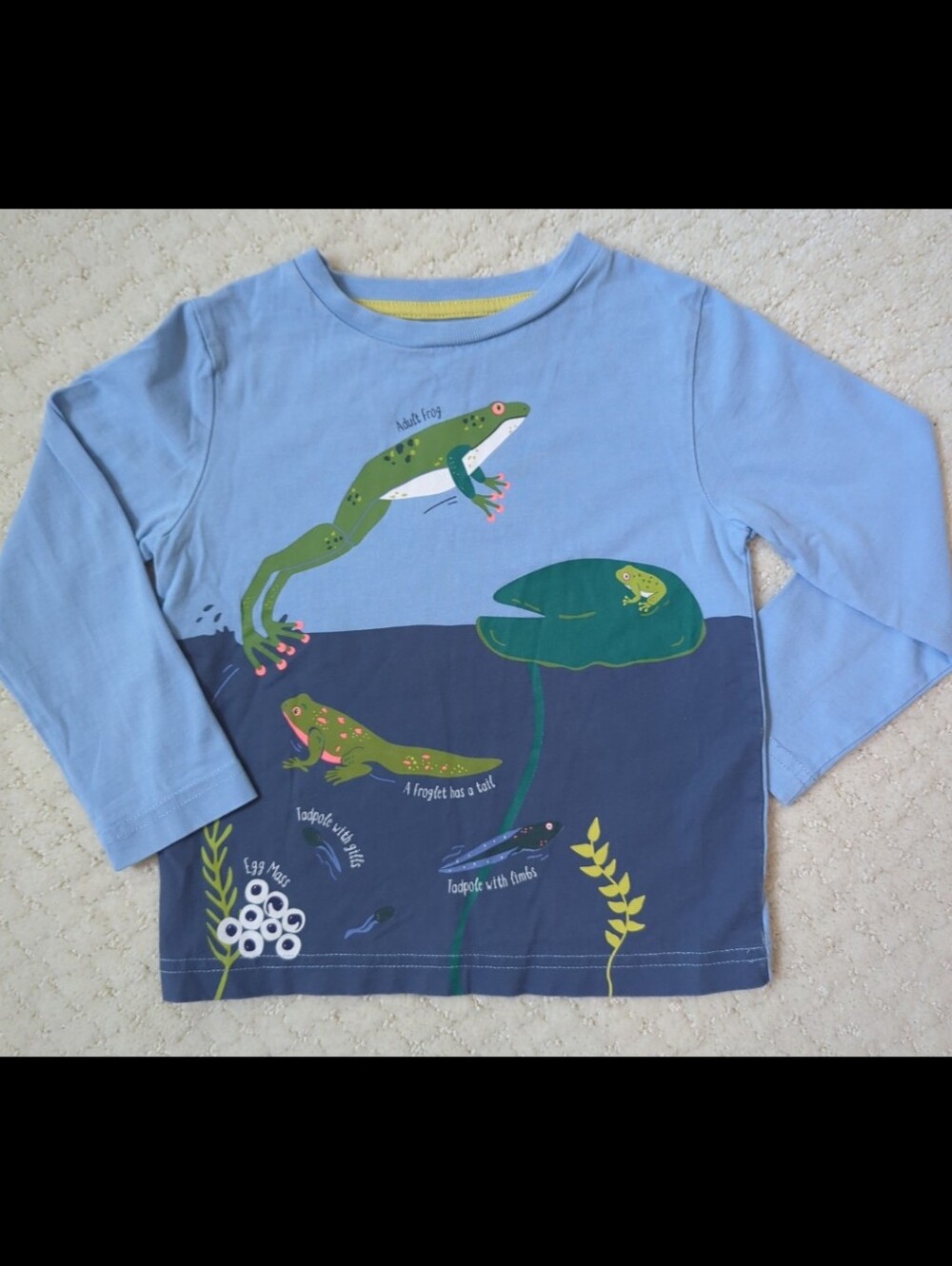 Mini Boden Light Blue & Navy Frog Pond Long-Sleeve Tee - Picture 2 of 6